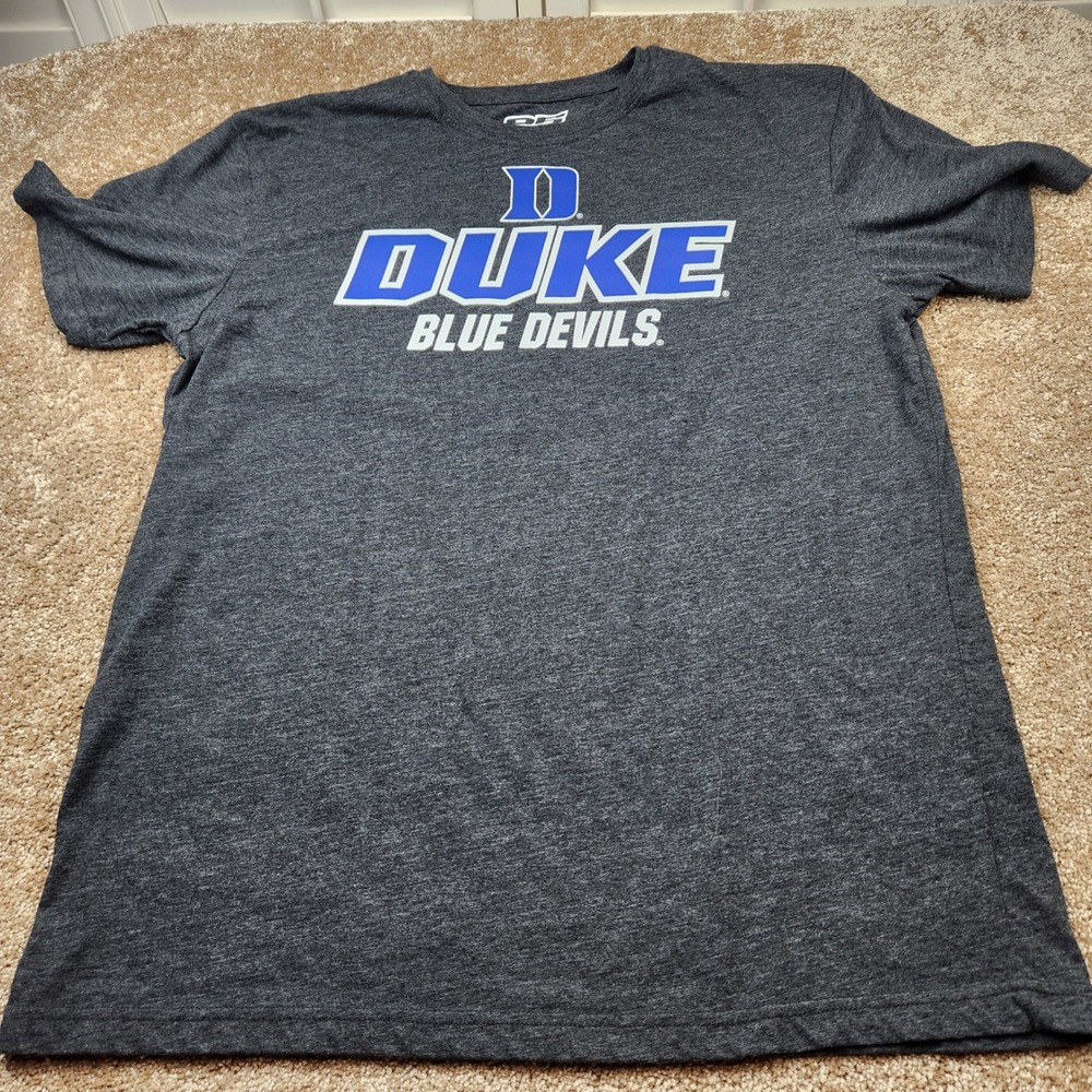 E5 Duke Blue Devils Graphic T-Shirt Mens XL Heather Gray Short Sleeve NCAA Sport